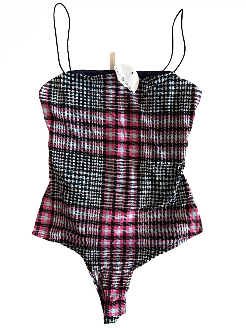 NWT Chocolate Pink and Black Plaid One-Piece Bodysuit